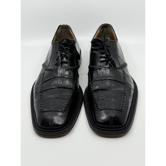 David Eden GenuineCrocodile Men’s Size 9 - Black Square Toe - Handmade